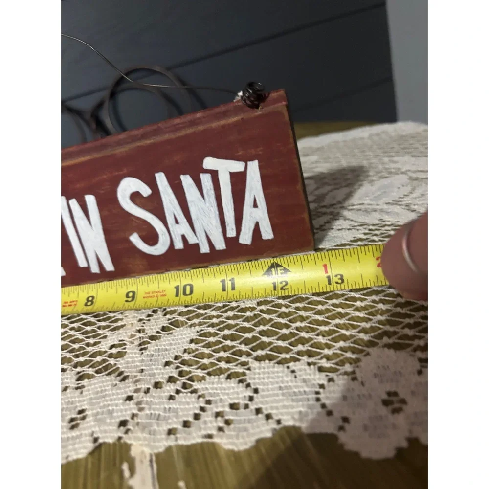 Rustic Wood We Believe In Santa Christmas Sign Primitive Farmhouse Holiday Decor